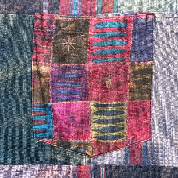 Earthbound Trading Overdyed Patchwork Toggle Henley Cotton Pullover Mens Size L - Picture 6 of 14